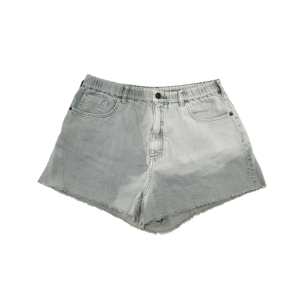 Pilcro Anthropologie Light Gray Wash Elastic Waist Frayed Hem Jeans Shorts L